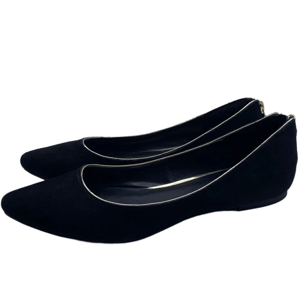 Banana Republic Black Suede Point Toe Slip On Flats Size 7.5